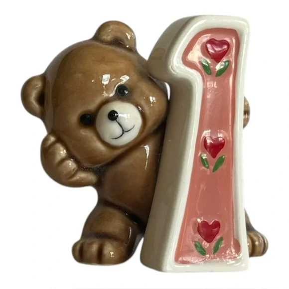 vintage first birthday porcelain bear hearts #1