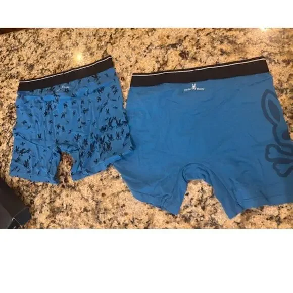 Psycho Bunny Boxer Briefs Pack of 2 Underwear Blue Black Pima Blend NWT