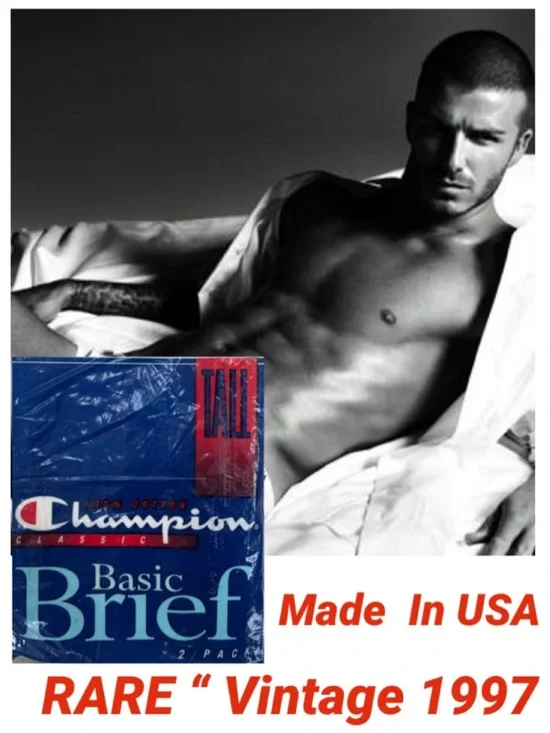 Vintage 90s Champion 2 Pk Basic Brief Made USA Tall NOS 1997 Style U470 Size 42