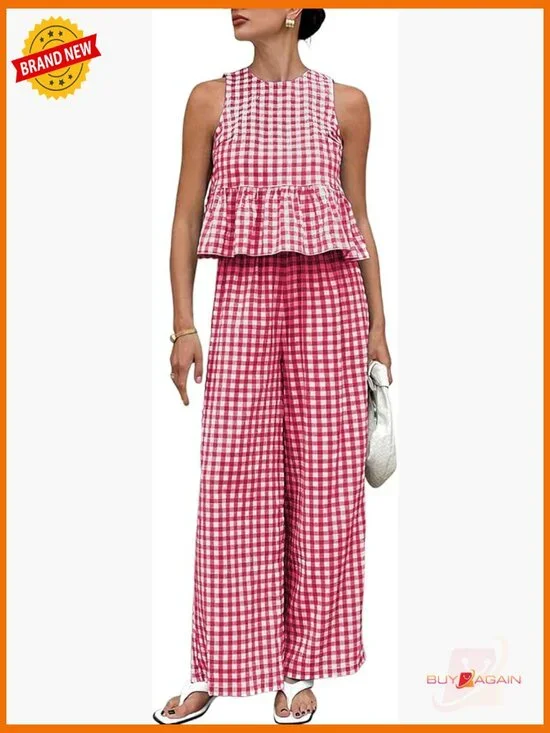 Women's 2 Piece Lounge Set Tank Top Wide Leg Pants Matching Set