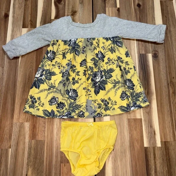 🖤GAP x Disney Belle Yellow and Gray Floral Dress with Diaper Cover