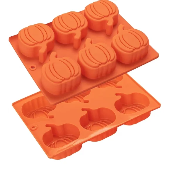 Orange Pumpkin Silicone Mold Tray - Home Party Supplies 4pc NEW