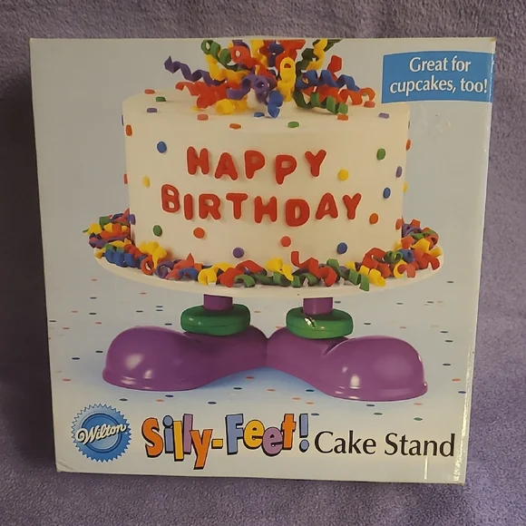 Wilton Silly-Feet Cake Stand - White and Purple