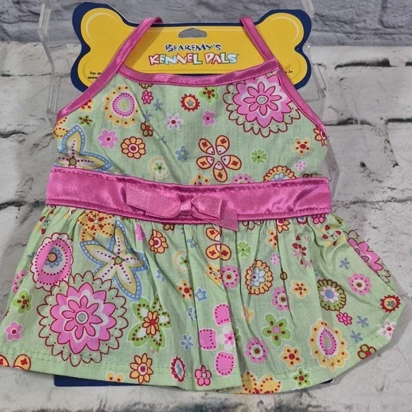 Build A Bear Clothing Rare‎ Bearemys Kennel Pals Green Floral Print Dress New