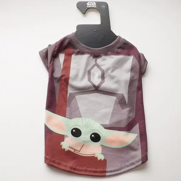 Disney Star Wars Mandalorian Baby Yoda Dog T-Shirt Size Medium NEW