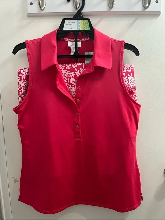 Sigrid Olsen Sleeveless Polo Set- Bright Pink Tank w/matching skort.