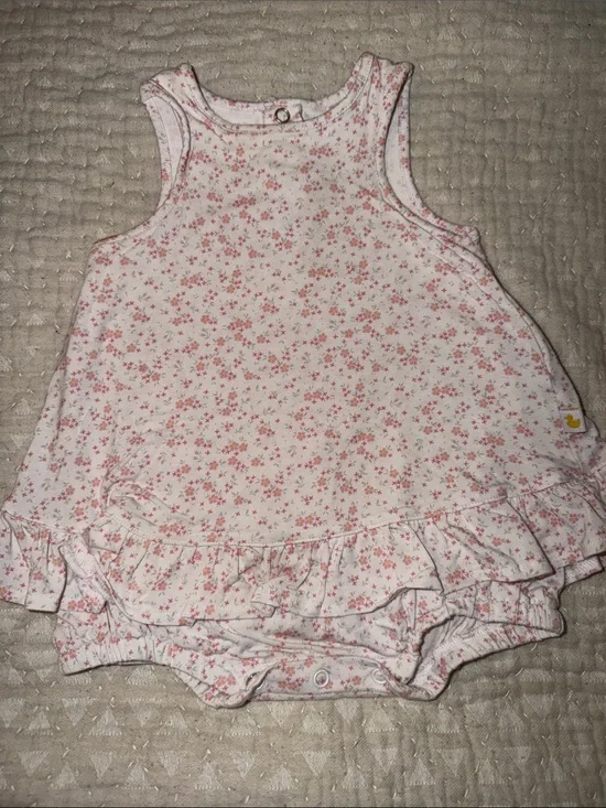 Posh Peanut Pink Floral Ruffle Diaper Cover Romper