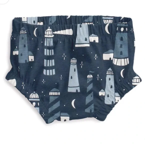 Blue and White Nautical Diaper Covers with Elastic Waistband