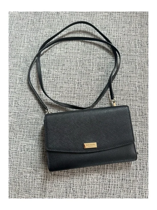 KATE SPADE NEW YORK crossbody purse/wallet organizer Black SAFFIANO leather