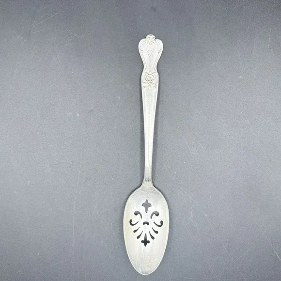 Old Company Plate Signature Silverplate Slotted Serving Spoon 8.5