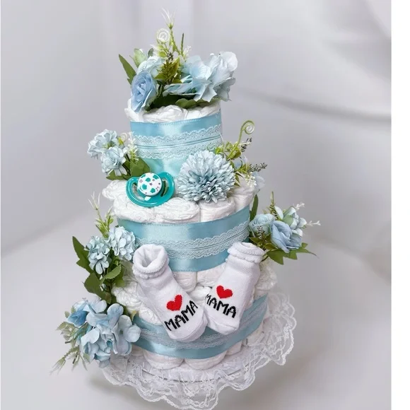 Flowers Boy Diaper Cake, Baby Shower Gift
