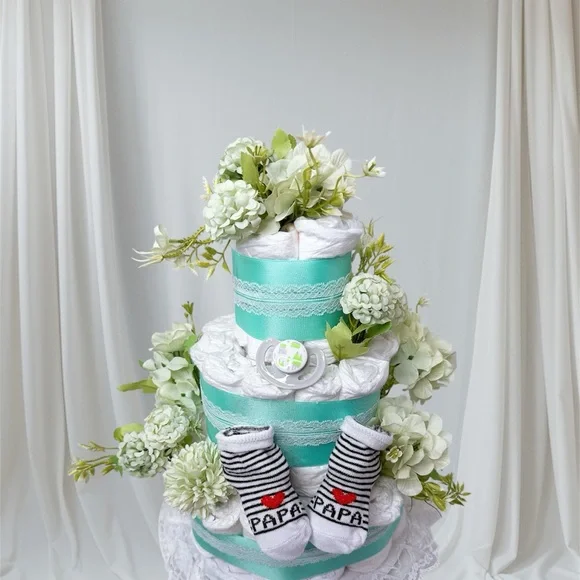 Floral Diaper Cake ,Baby Shower Gift
