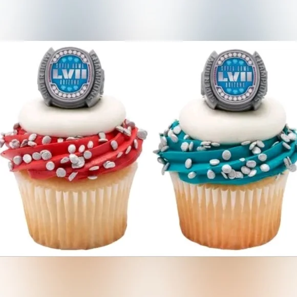 20 Superbowl LVII cake, cupcake topper decoration rings. Brand new.