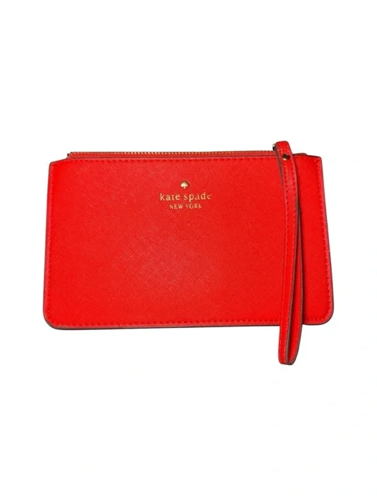 Kate Spade New York Pebbled Leather Wristlet in Red w/ Zipper Closure