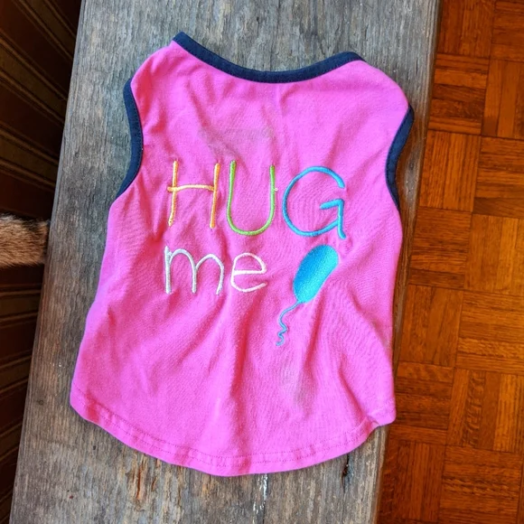 🐶 Colorful Embroidered Hug Me Tiny Dog Shirt Pink Hug Me Small M