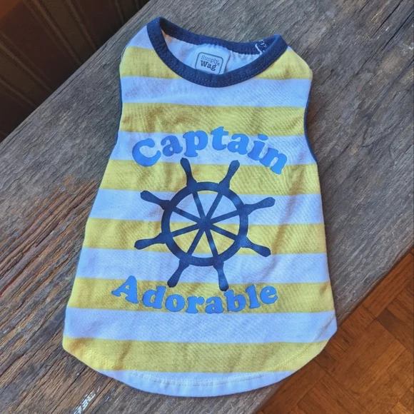 🐶 Captain Adorable Dog Clothes Simply Wag S Striped Yellow Nautical