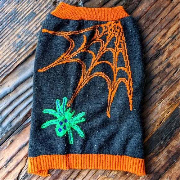🐶 Spooky Halloween Knit Dog Sweater with Spider Pet Spirit Medium