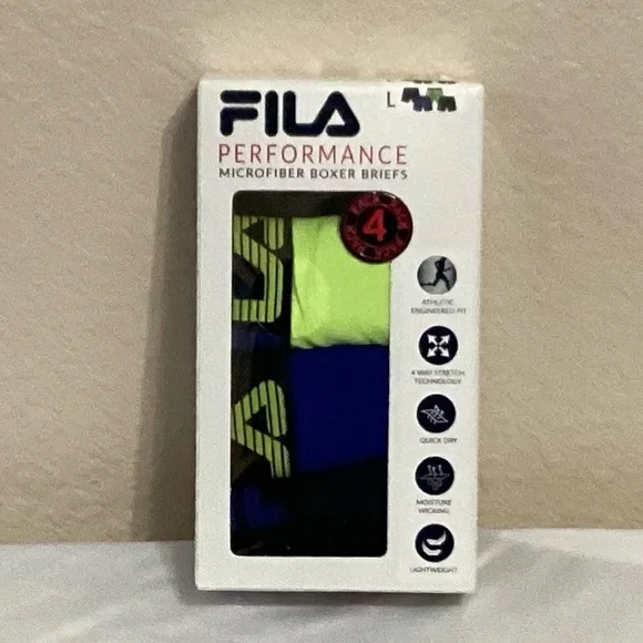 Fila 4 Pack Performance Microfiber Boxer Briefs