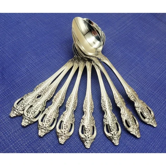 Oneida Pembrooke Renoir Set of 8 Oval Spoons Stainless Flatware