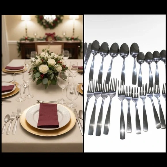 Cambridge/Stainless China 29 Piece Flatware Set 5 Knives 12 Spoons 12 Forks