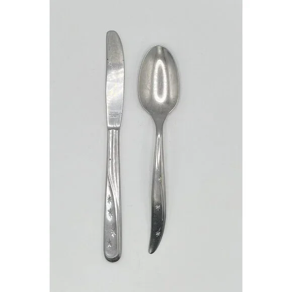 Impassa Japan Atomic Starburst Flatware Dinner Stainless Knife & Serving Spoon