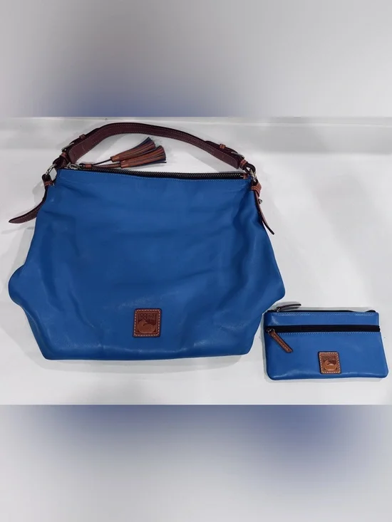 Dooney & Bourke Blue Leather Hobo Shoulder Bag & Matching Pouch Wallet Set