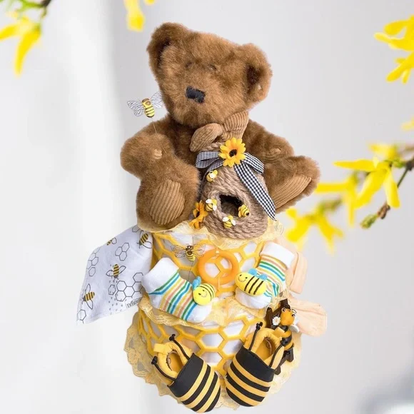 Teddy Bear Diaper Cake, Honey Bee Diaper Cake