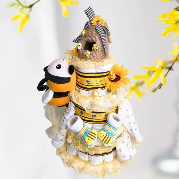 Bee Diaper Cake, Bee Baby Shower Gift