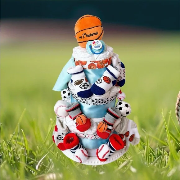 Sports Diapers Cake, Sports Baby Shower Gift