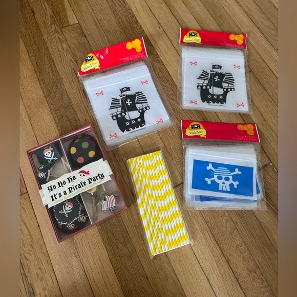 Pirate Party Cupcake Liners Straws Favor Bags Party Supplies