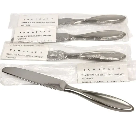 Unused Yamazaki De Sousa TOSCANI SOLARI Dinner Knife Set of 4 Stainless Flatware