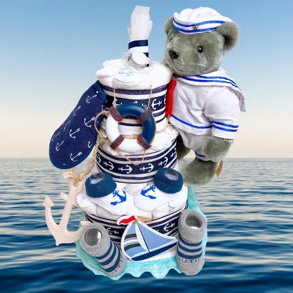 Sailor Diaper Cake, Nautical Themed