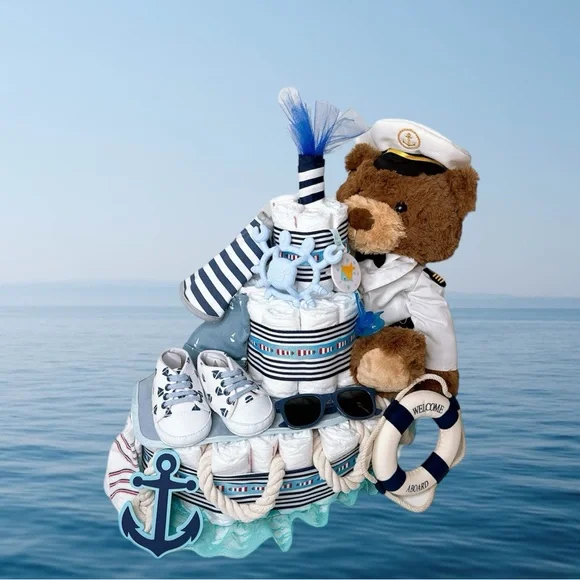 Ship Diaper Cake, Captain Boat Diaper Cake