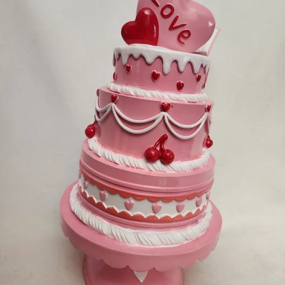 Pink Heart Cake Holiday Decoration for Parties