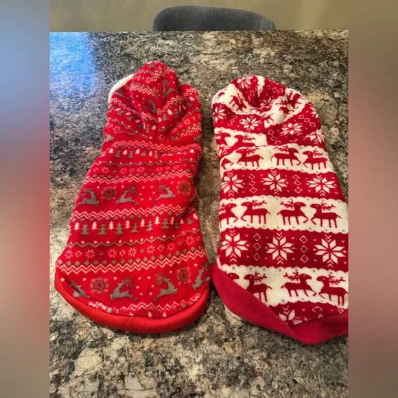 Red Festive Dog Sweaters with Reindeer Pattern