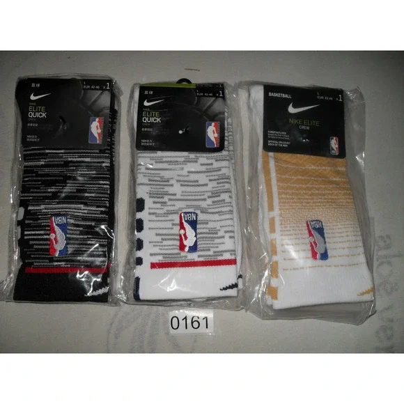 Nike‎ Elite Quick Crew Basketball Socks Cushioned NBA Mens Size L SX5454-100 3p