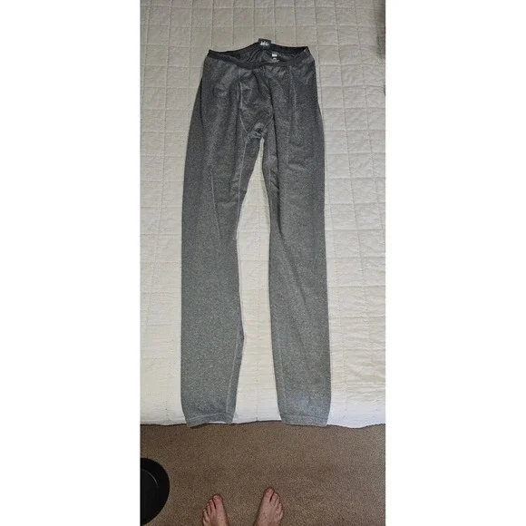 REI Mens Base Layer Bottoms Gray Micro Stripe Thermal Leggings Size S Small