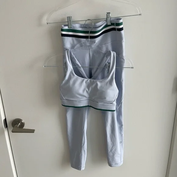 Athleta Blue and Green Activewear Matching Set