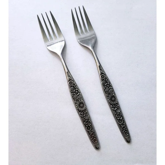 VTG Interpur Jardinera Stainless Salad Forks Black Accent Flatware set of 2 MCM