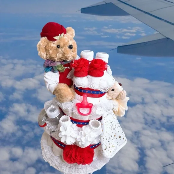 Stewardess Girl Diaper Cake, Baby Shower gift