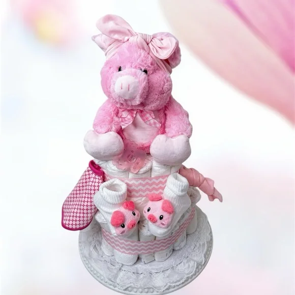 Piggy Diaper Cake, Farm theme