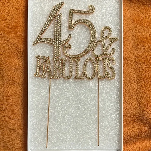 Rose Gold '45 & Fabulous' Cake Topper