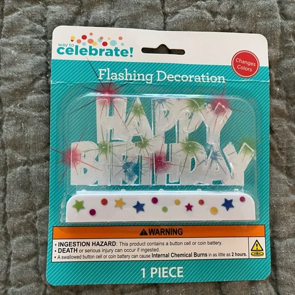 Flashing Happy Birthday Decoration - Multicolor, NWT