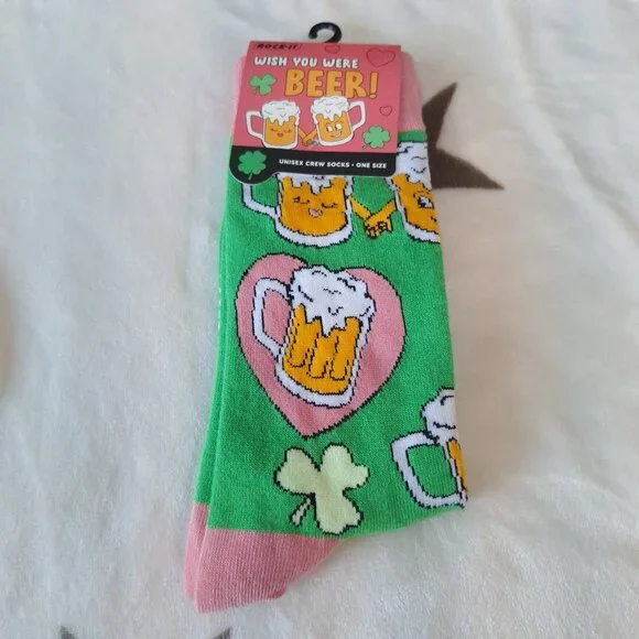 Novelty Wish You Were Beer Unisex Socks Funny Cute‎ Partner Spouse Gift Love
