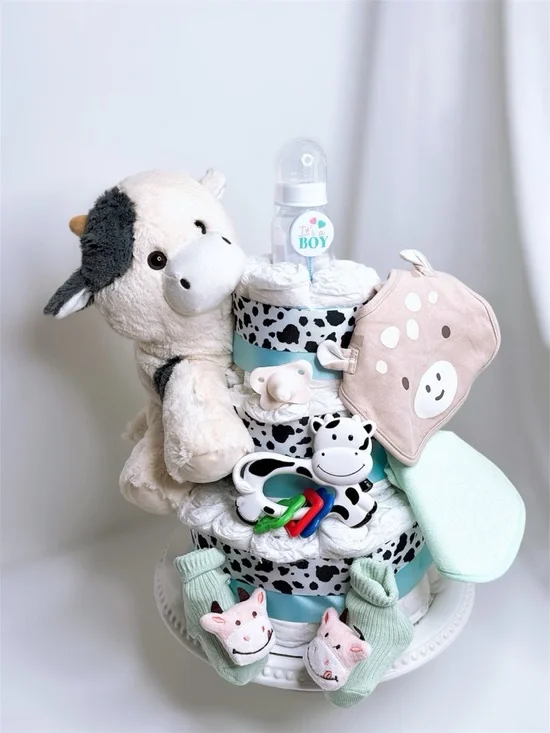 Bull Diaper Cake, Farm Theme, Baby Shower Gift