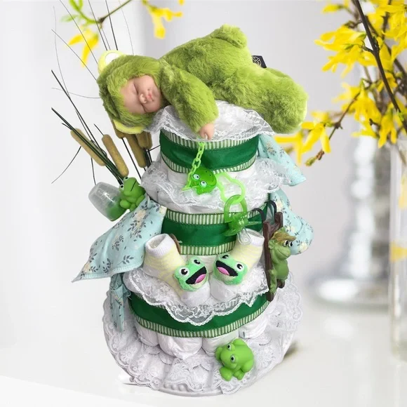 Frog Girl Diaper Cake