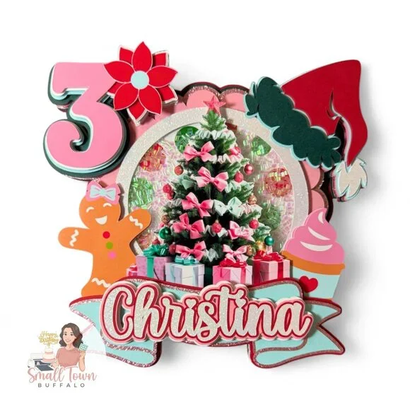 Personalized Christmas Cake Topper | Custom Birthday Shaker | MADE TO ORDER
