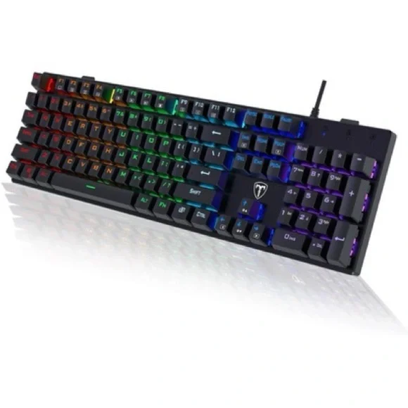 Mechanical Gaming Keyboard RGB Ultra Slim LED Backlit USB Wired With Blue Switch