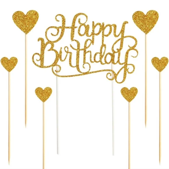 Happy Birthday Glitter Cake Topper