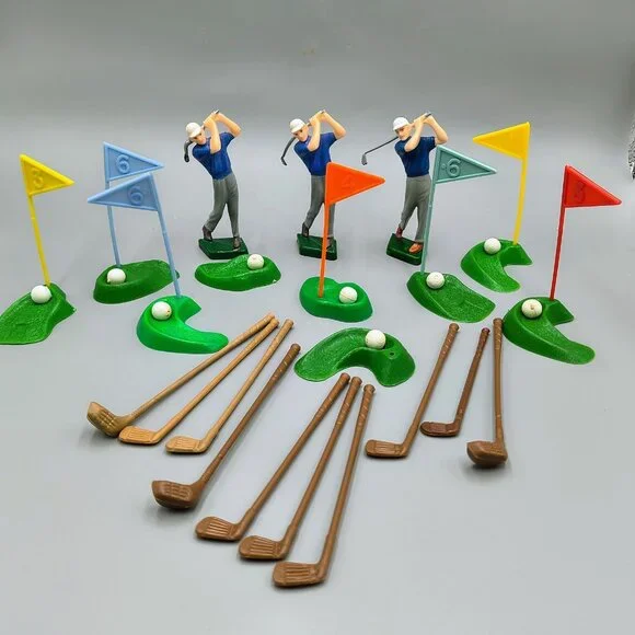 Wilton Golf Course Greens Clubs Golfers Flags Balls Cake Toppers Lot 1991 Vtg